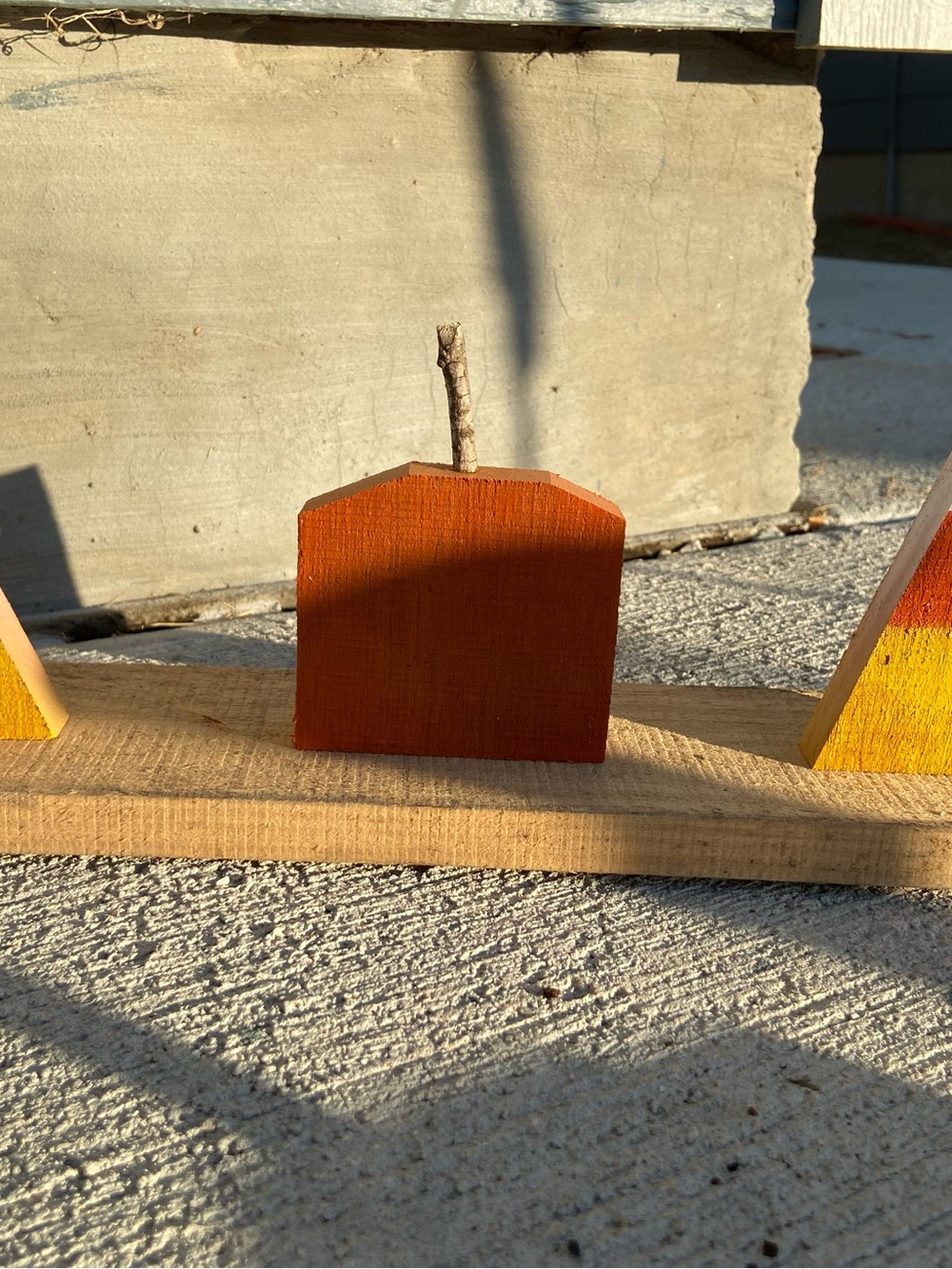 Handcrafted Orange Wooden House Decorative Accent - Brand